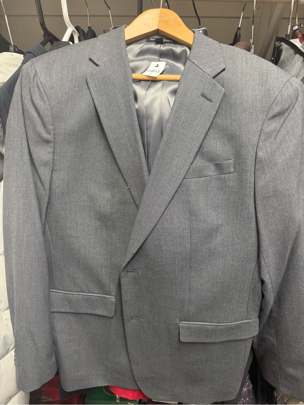 Banana Republic Gray Men's Suit Jacket - Modern Two-Button Blazer